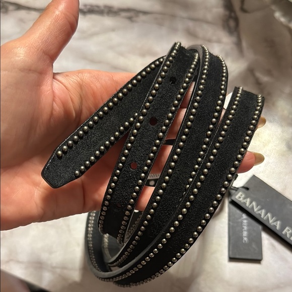 Banana Republic Black Suede/Leather Belt with Silver Buckle - Picture 3 of 7